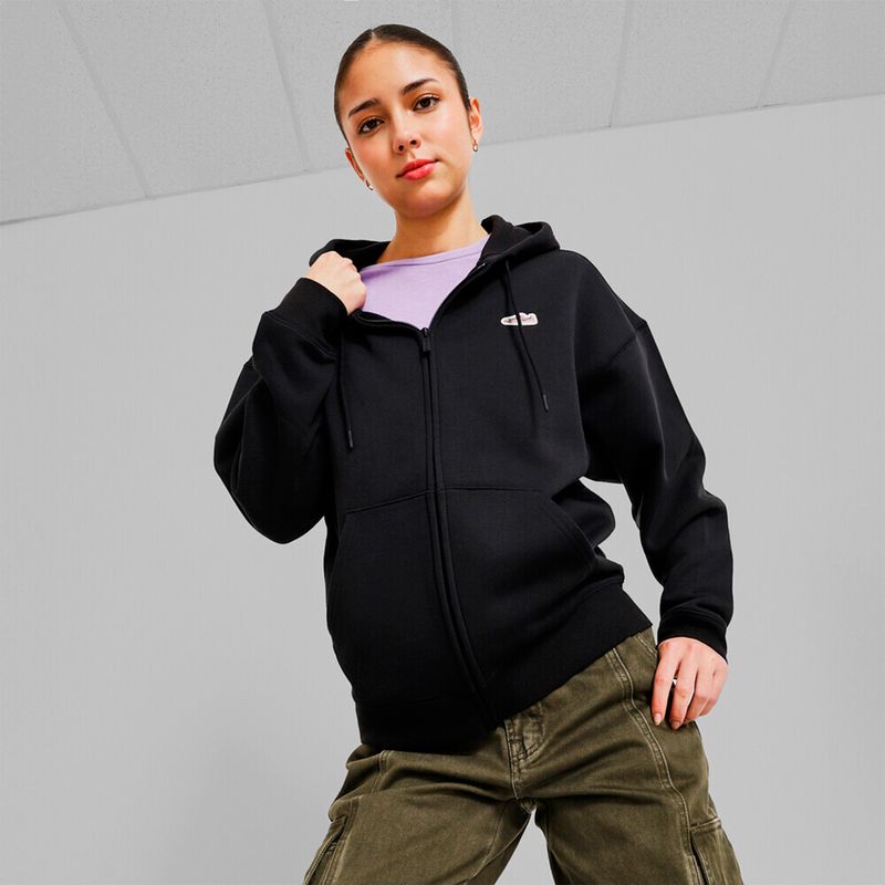 Ropa Urbano Mujer Puma Suede Fz Hoodie Negro