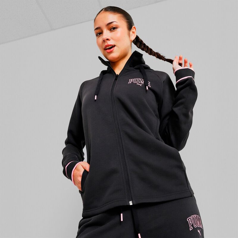 Ropa Urbano Mujer Puma Squad Relaxed Full Zip Hoodie Negro