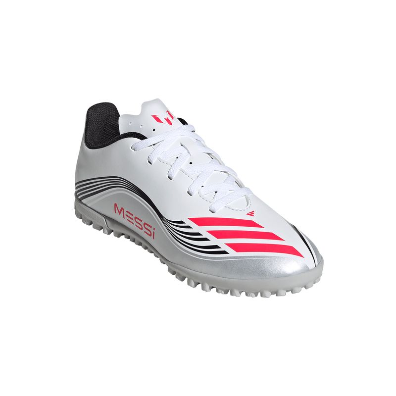 Zapatillas-Football-Unisex-Adidas-F50-Messi-Club-Tf-J-Pre-Escolar-Blanco