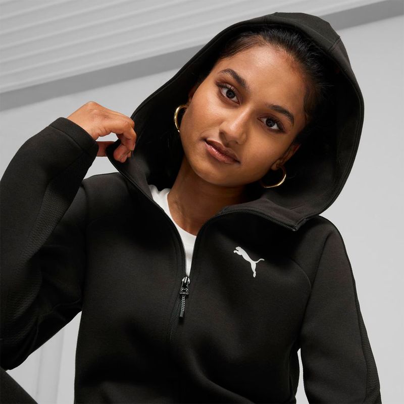 Ropa-Urbano-Mujer-Puma-Evostripe-Full-zip-Hoodie--Negro