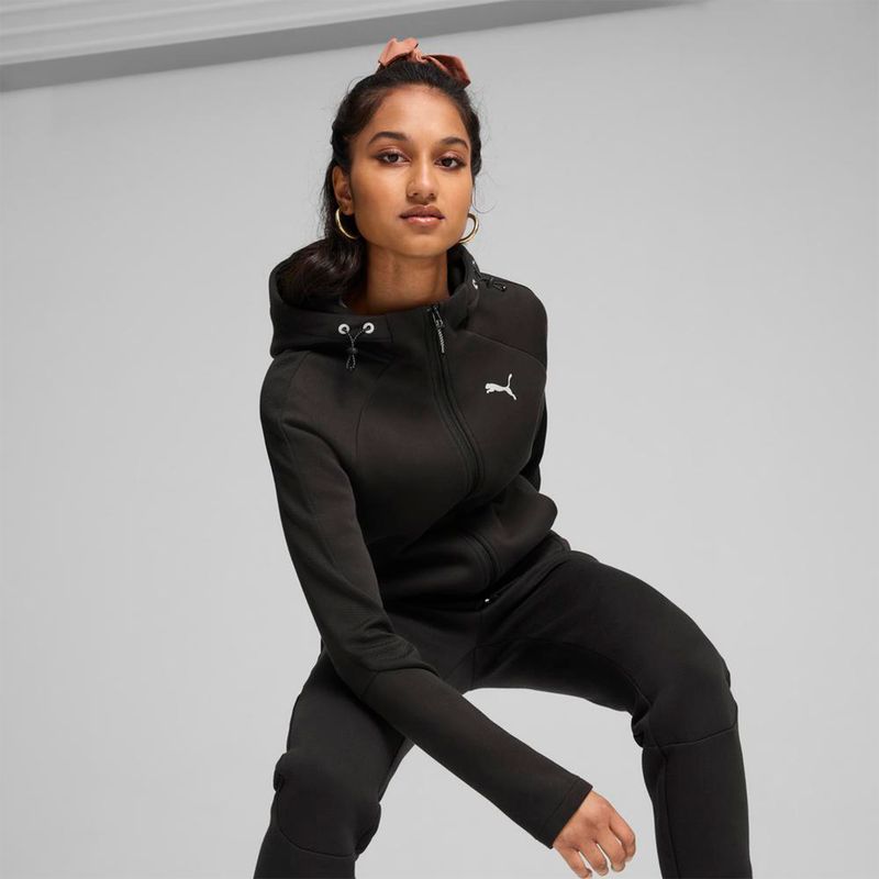 Ropa-Urbano-Mujer-Puma-Evostripe-Full-zip-Hoodie--Negro