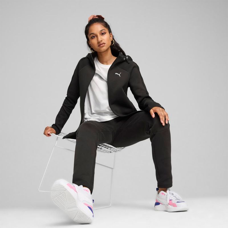 Ropa-Urbano-Mujer-Puma-Evostripe-Full-zip-Hoodie--Negro