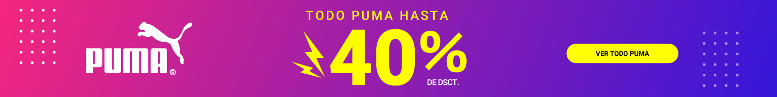 Todo Puma hasta con 40% de descuento