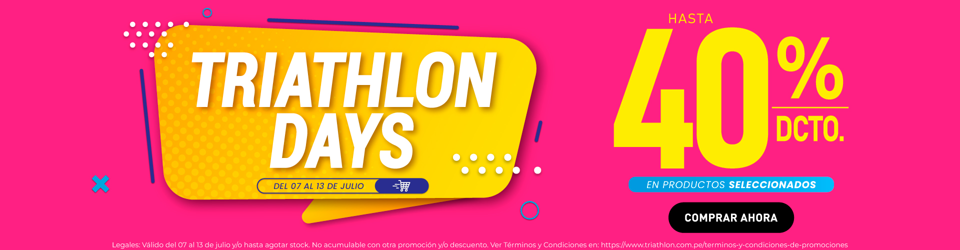 Vive los Triathlon Days hasta con 40% de descuento en productos seleccionados.